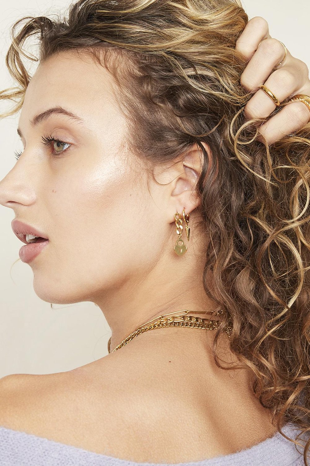 Ohrringe Locked Heart Chain Silber Edelstahl h5Bild3